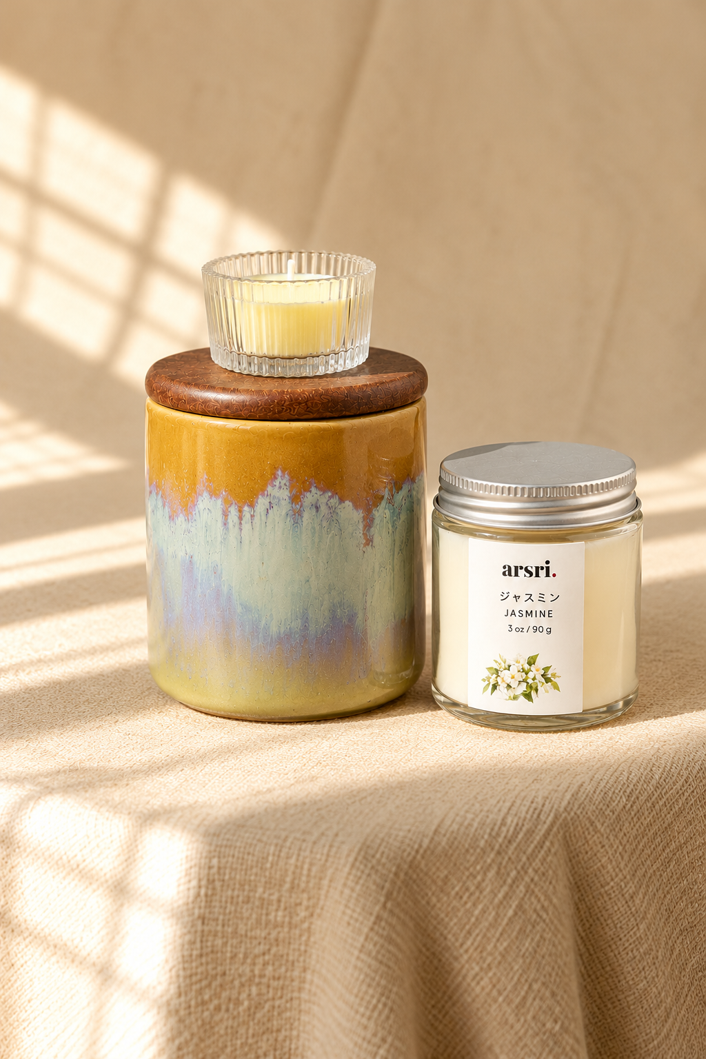 ARSRI Tranquillité Scented Candle & Ceramic Jar Gift Set | 3 Pieces