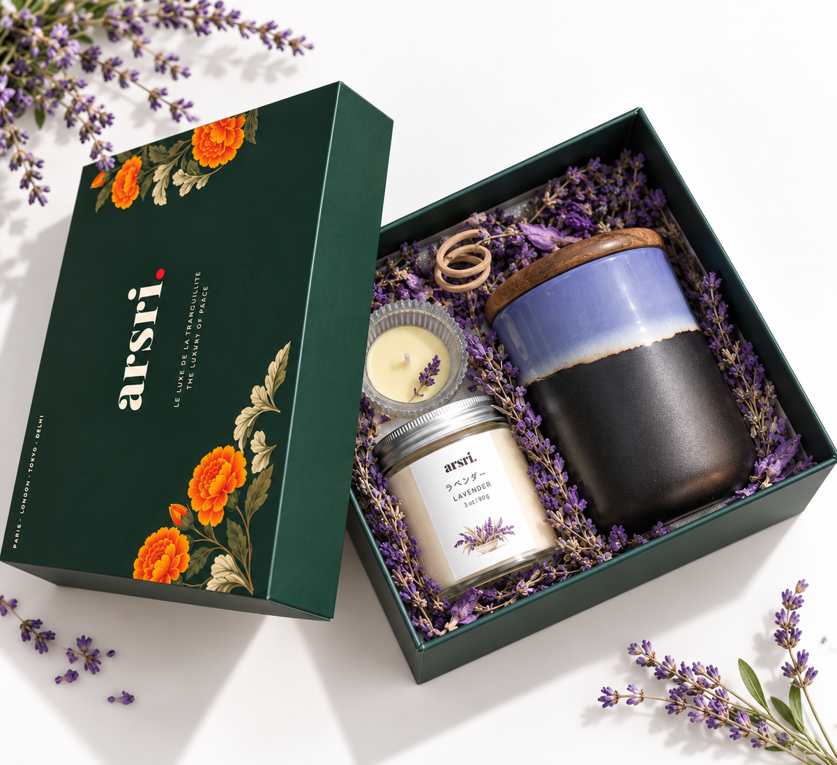 ARSRI Tranquillité Scented Candle & Ceramic Jar Gift Set | 3 Pieces
