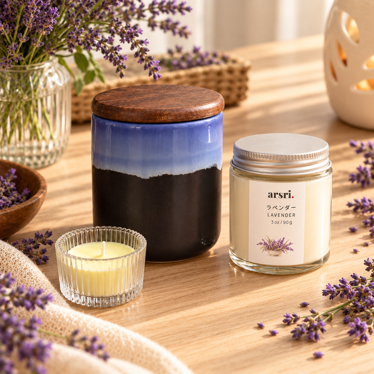 ARSRI Tranquillité Scented Candle & Ceramic Jar Gift Set | 3 Pieces