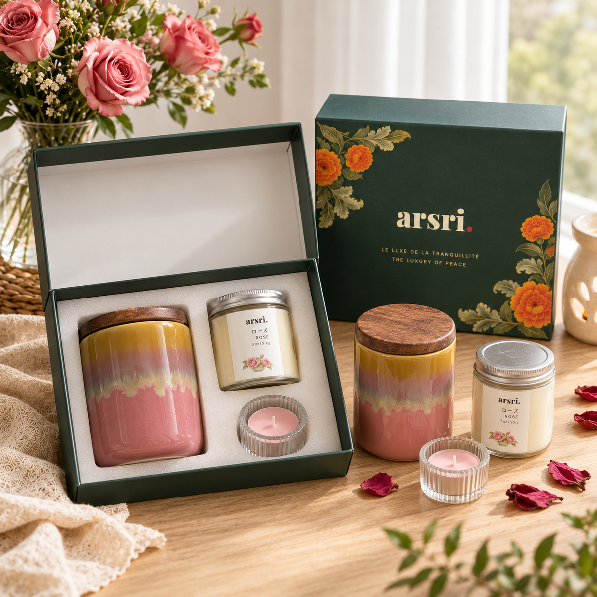 ARSRI Tranquillité Scented Candle & Ceramic Jar Gift Set | 3 Pieces