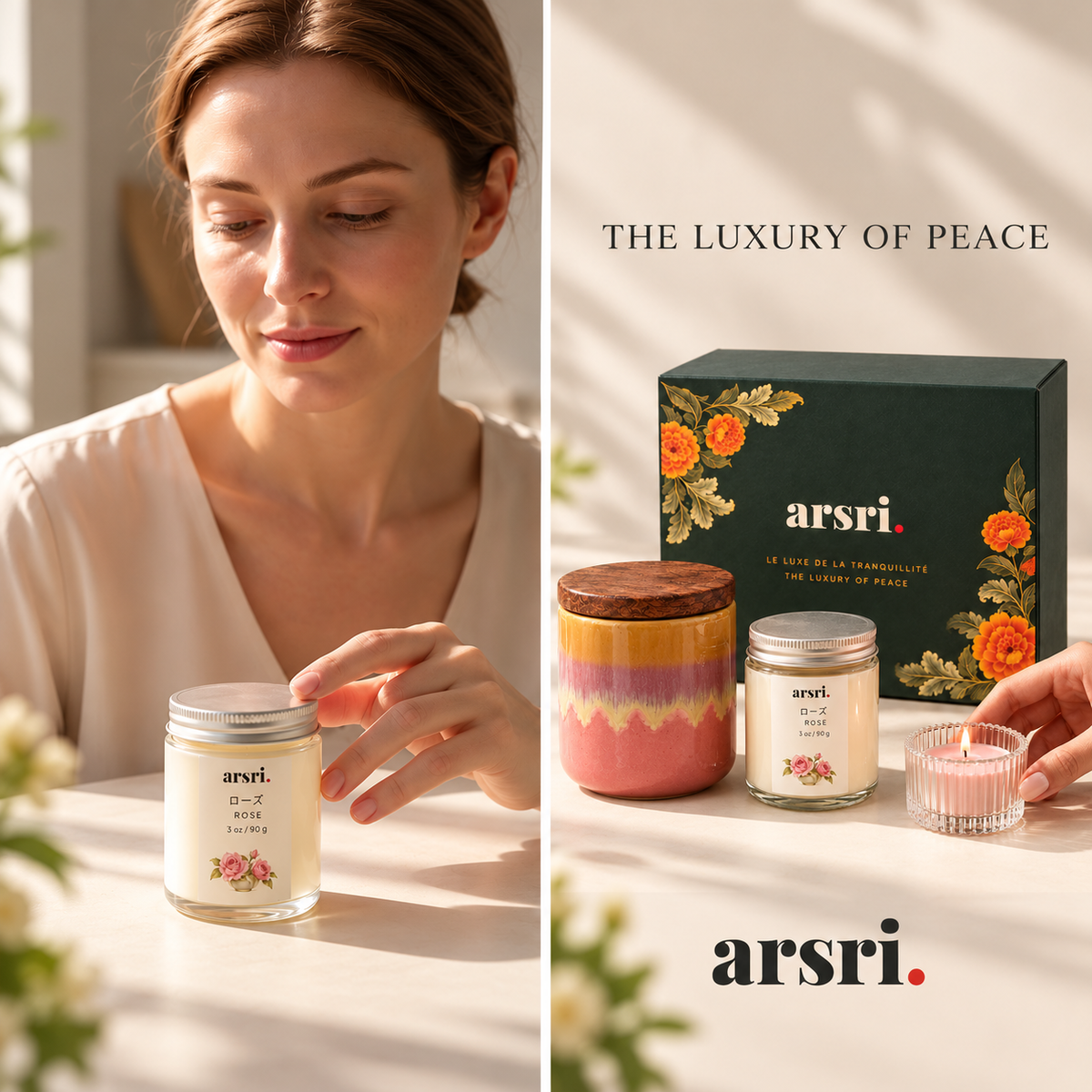 ARSRI Tranquillité Scented Candle & Ceramic Jar Gift Set | 3 Pieces